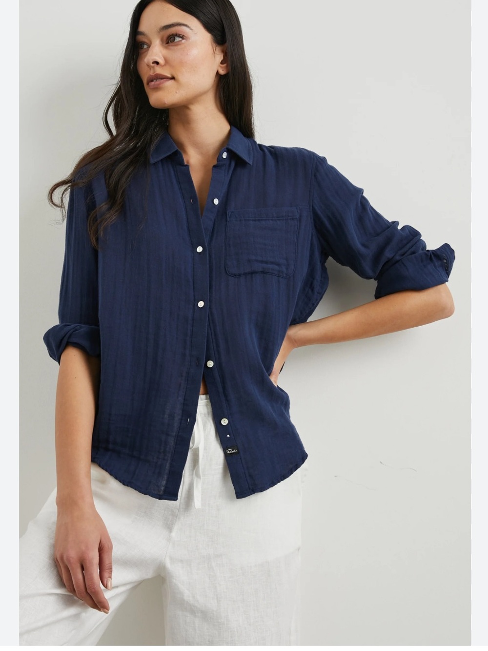 Rails Indigo Gauze Button-Down Shirt | L